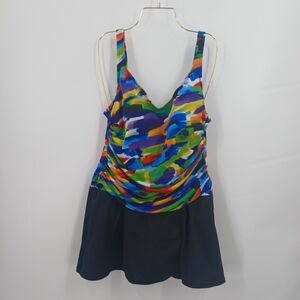 Suddenly Swim By Catalina Floral Swim Dress Women XL Multicolor Summer Tropical